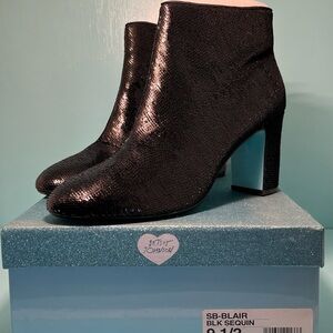 Betsey Johnson SB-Blair Black Sequin Boots Size 9.5 - NIB